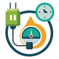 Modern Plug and Energy Meter Icon and Isolated Background vector
