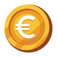 Elegant Shiny Euro Coin Icon in Flat Style and Isolated Background vector
