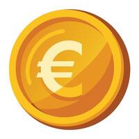 Modern Shiny Euro Coin Icon in Flat Style and Isolated Background vector