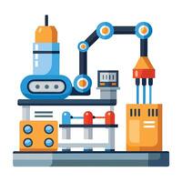 Modern Production Line Icon with Robots and Isolated Background vector