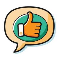 Modern Speech Bubble Icon with a Thumbs Up and Isolated Background vector