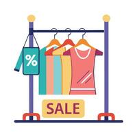 Modern Clothing Rack Icon with a Sale Tag and Isolated Background vector