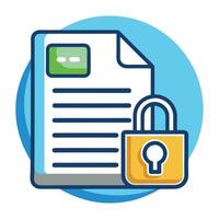Document Icon with a Lock Symbol and Isolated Background vector
