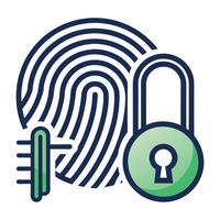 Modern Fingerprint Lock Icon with a Key and Isolated Background vector