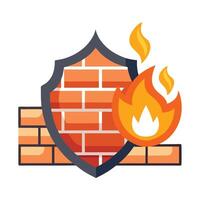Elegant Firewall Symbol Icon with a Shield and Isolated Background vector