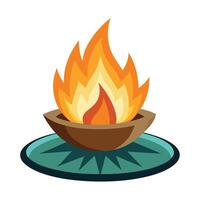 Modern Campfire Icon in a Fire Pit and Isolated Background vector