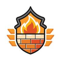 Modern Firewall Symbol Icon with a Shield and Isolated Background vector