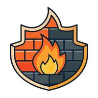 Firewall Symbol Icon with a Shield and Isolated Background vector