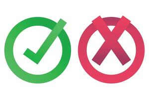 Two green and red check marks on a white background vector