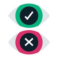 Two eyes with check marks on them vector
