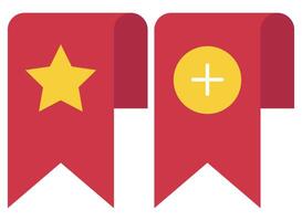 Two red and yellow ribbons with a star and a plus sign vector