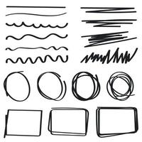 A set of different hand drawn lines and shapes vector