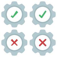 Four gears with check marks and tick marks vector