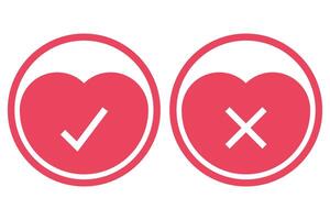 Two red circles with a tick and cross on them vector