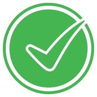 A green check mark in a circle vector