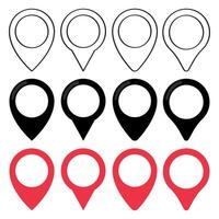 Map pointer icons set of red and black markers vector