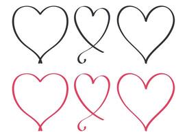 Four hearts drawn in different styles vector