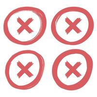 Four red circles with crossed out marks vector