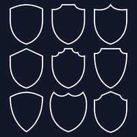 Shields set of icons on dark background vector