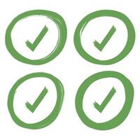 Four green check marks on a white background vector
