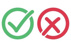 Two green and red check marks on a white background vector