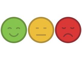 Three different colored emoticions on a white background vector