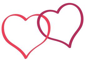 Two hearts are shown together on a white background vector