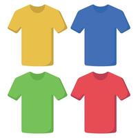 Four different colored t - shirts on a white background vector