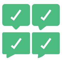 Four green speech bubbles with tick marks vector