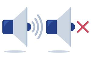 Two speakers with a red cross on one side and a blue cross on the other vector
