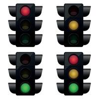 Four traffic lights with different colors on a white background vector