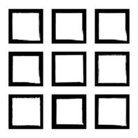 A set of nine square frames with black paint vector