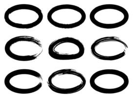 Set of black ink circles on white background vector