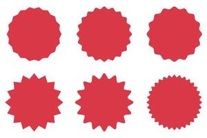 A set of red star shaped stickers vector