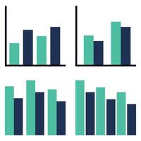 A graph of bar graphs with different colors vector