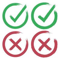 Four green and red check marks on a white background vector
