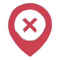 A red marker with an x on it vector
