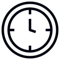 A black and white clock icon on a white background vector