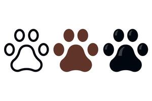 Four different paw prints are shown in different colors vector