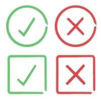 Four check marks in red and green on white background vector