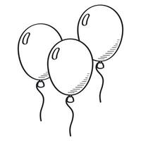 Three balloons in a line drawing vector