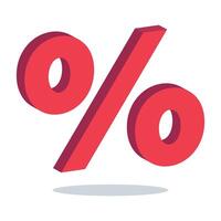 A red percentage sign on a white background vector