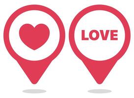 Love map pointer with heart and love icon vector