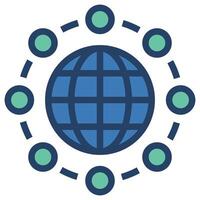 The globe is surrounded by circles vector
