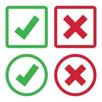 Four check marks in red and green on white background vector