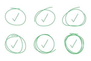 A set of green circles with a tick mark in each vector