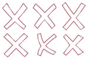 X's drawn in red on white background vector