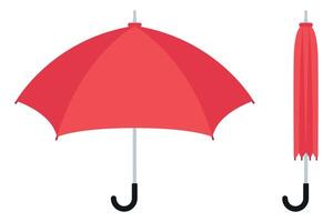 A red umbrella with a black handle and a black umbrella vector