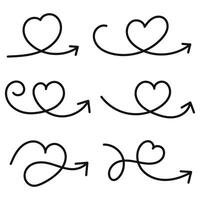 A set of four different arrows and hearts vector