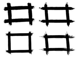 Four black squares with different shapes on them vector